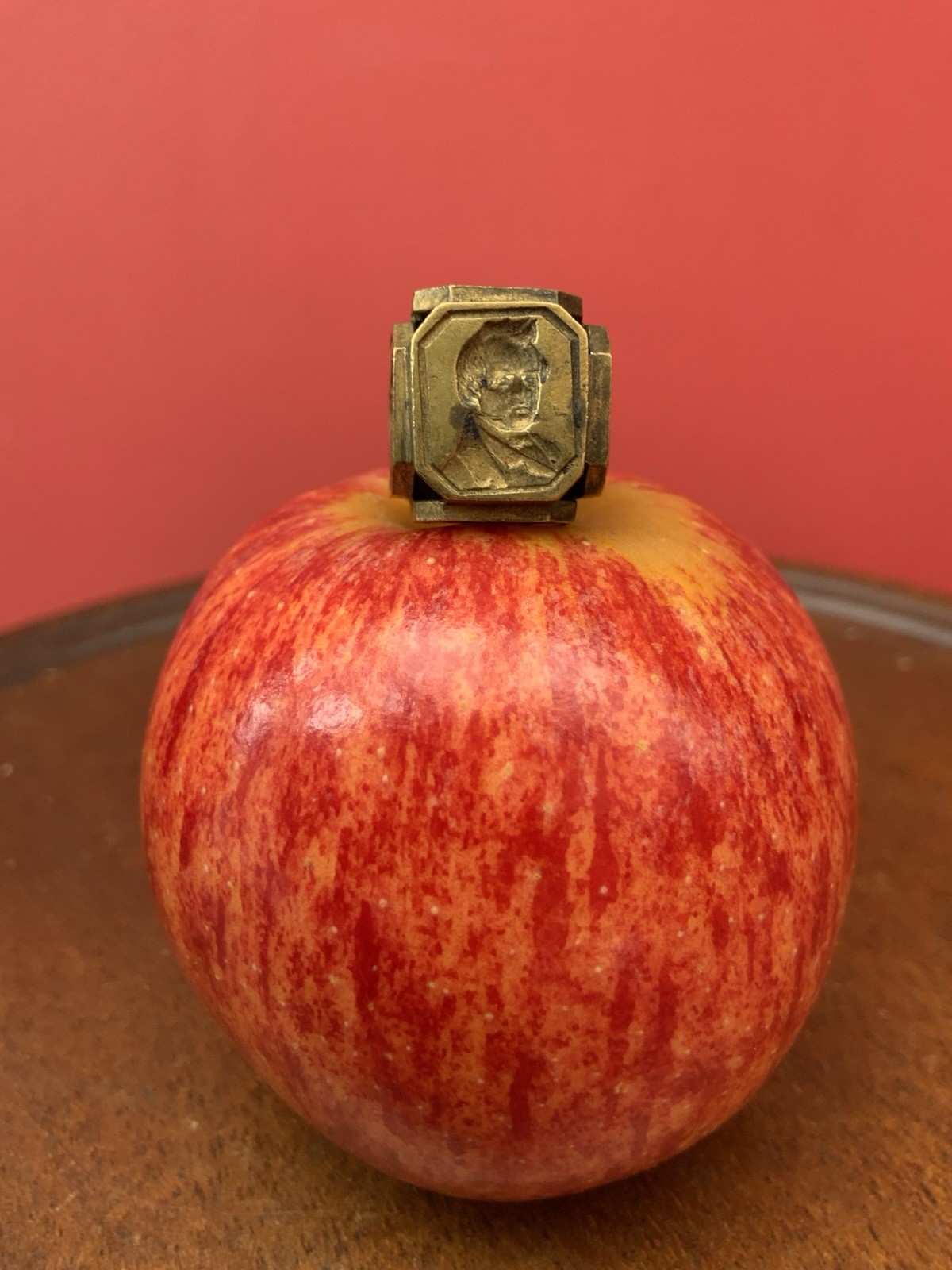 Rare Antique C1870 Miniature 6 Famous Male Face Desk wax metal seal Great Patina