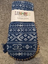 Luk-ees By Muk Luks Slipper Socks L/XL 8-10 , Brand New, Navy Color