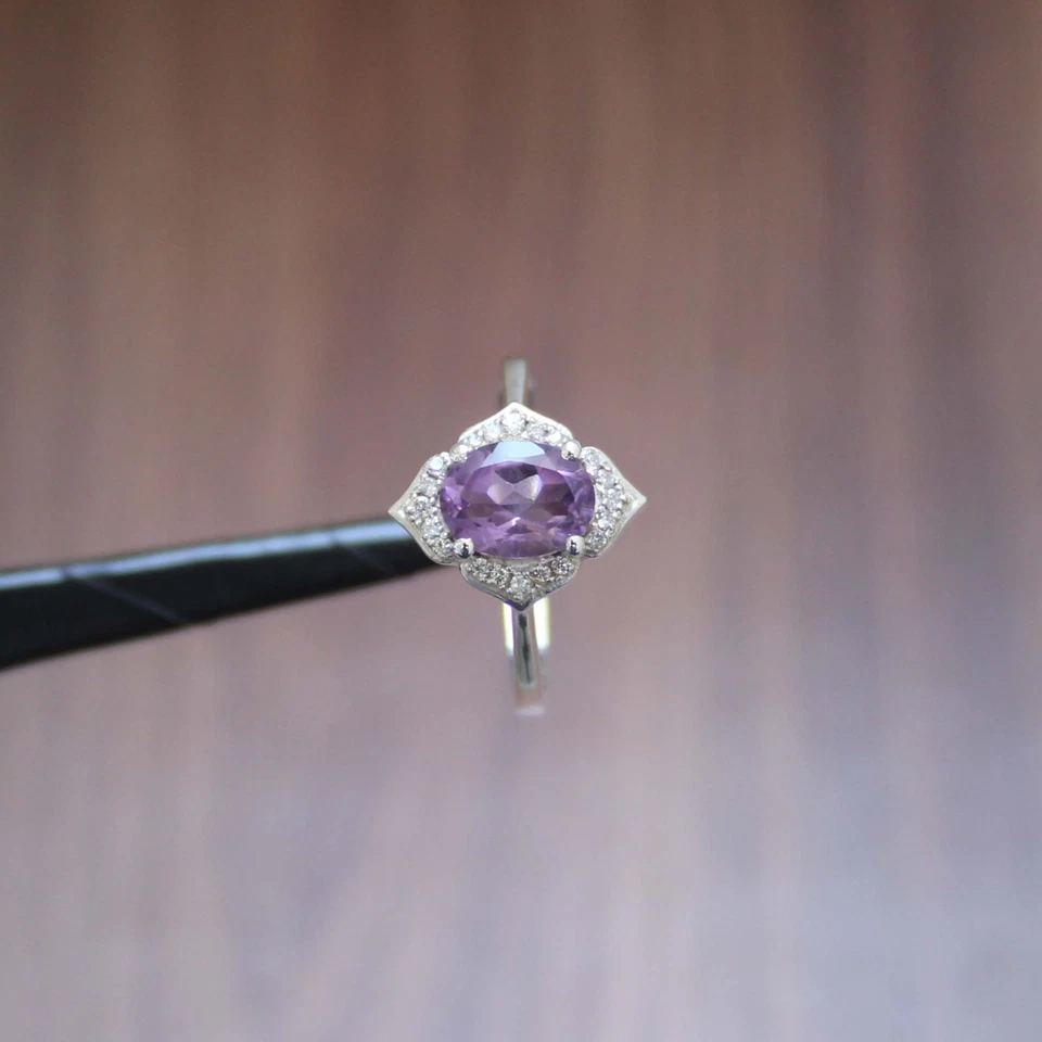 Natural Amethyst Gemstone Ring For Women Solid 925 Sterling Silver Ring - Image 2 of 4