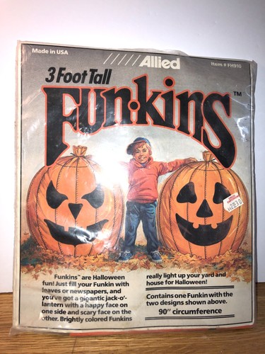 Vintage RIESIGE FUNKINS 1990 3-ft groß Halloween Kürbisblatt Tasche Jack O Laterne - Bild 2 von 3