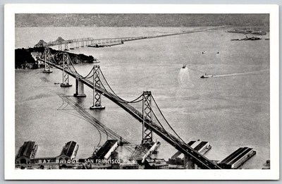 San Francisco-Oakland Bay Bridge California with Facts and Description Postcard