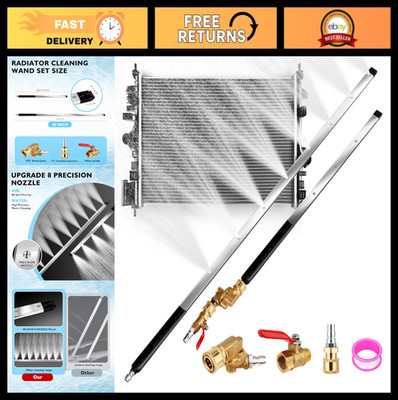 Radiator Cleaning Wand Set 48'' & 24'' with 8 Nozzle Tips - Pressure Washer Adapte