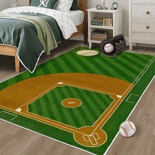 Baseball Rug for Boys Bedoom: 3x5 Non-Slip Sport Area Carpet for Room or Livi...