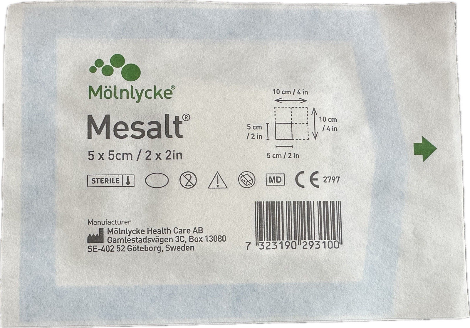 30 Pieces 2” x 2” Mölnlycke Mesalt Cleansing Dressing 20% 6/2027 UGLY NO BOX