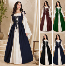 Women's Medieval Victorian Gothic Punk Costume Dress Renaissance Party Gown Set