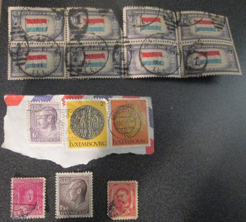 Luxembourg Postage Stamps Overrun Country Series + US Postage w/ Luxembourg Flag