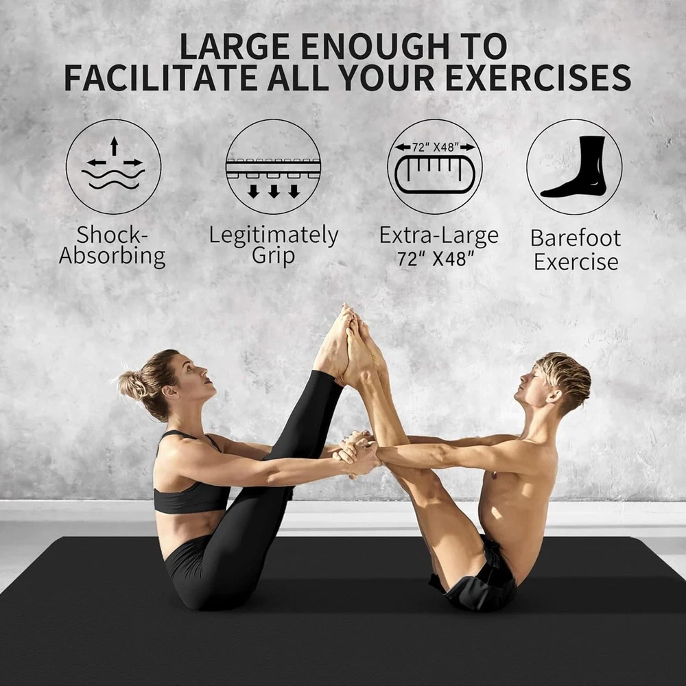 Extra Long Wide Yoga Mat for Women and Men, 72"x48" or 84"x30" Exercise Mat