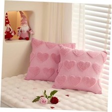 Valentines Decor Throw Pillow Covers 18x18 Set of 2, Pink Big Heart Styl 6