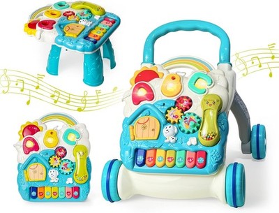 Sit to Stand Baby Walker Activity Center with Music and Light Activity Table ...