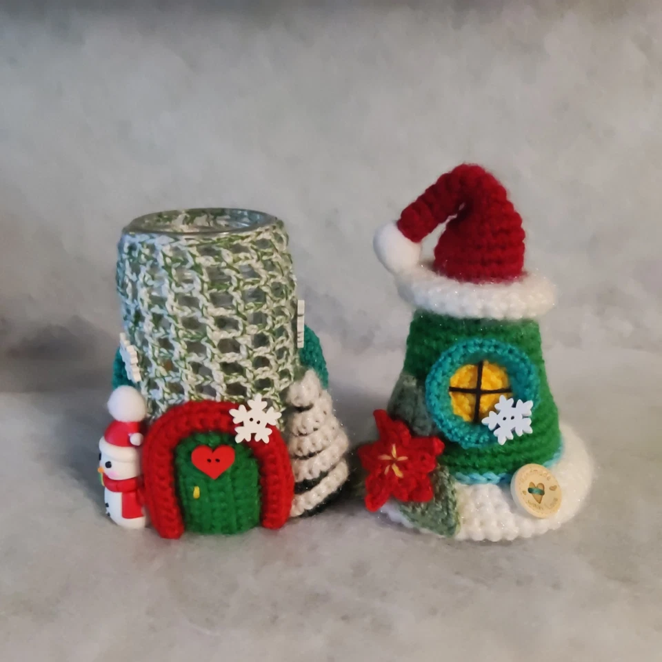 Wichtelhaus, Laterne, Weihnachten, gehäkelt, Handarbeit, neu, Unikat ❄️❄️❄️ - Bild 3 von 4