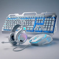 RGB 3‑in‑1 Gaming Keyboard + Mouse + Headset Combo – 104‑Key Backlit Keyboard