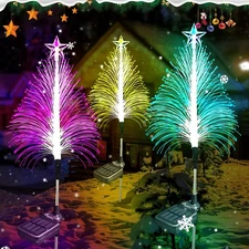 3Pack 30inch Solar Christmas Tree Light Outdoor Waterproof Festival RGB 