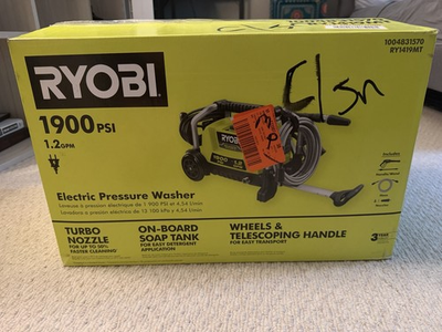 #ad RYOBI RY1419MT 1900 PSI 1.2 GPM Corded Electric Pressure Washer Wheeled $110.00