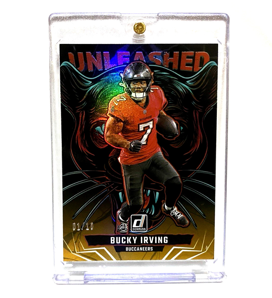 2025 Panini Donruss Bucky Irving UNLEASHED CASE HIT  Buccaneers /10 GOLD SP MINT