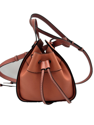 LOEWE Mini Hammock Drawstring Bag Pink Tulip Coral Pebbled