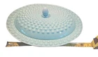 Vtg Aqua Turquoise Hobnail Milk Glass 12" Casserole Dish w/ Lid Hoenig MCM RARE!