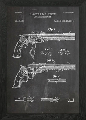 Smith and wesson gun 1854 Gerahmtes Wandbild Poster Leinwanddruck Bild