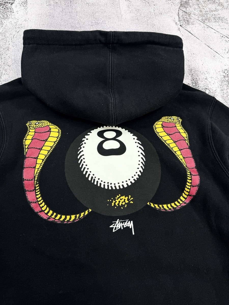 Stussy Hoodie Cobra 8 Ball S Kelly Black Sweatshirt Embroidered