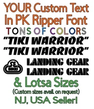 YOUR Custom Text In Ripper Font AND LG Font! 5 Pc Vinyl Decal Set VBMX SE Bikes