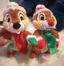 Disney Parks Exclusive Chip 'n Dale Holiday Christmas Plush Set with Winter Scar
