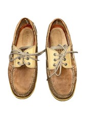 Sperry Top Sider Men's Boat Shoes Tan Leather Lace Up Size 9.5 M Three eye