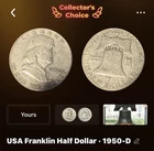 1950-D Franklin Half Dollar Fine 90% Silver CoinSnap Rated VF(Very Fine)