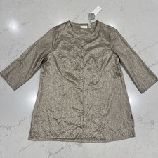 CHICOs NEW Travelers Metallic Modern Minimalist Taupe Tunic Jacket Sz 2 L