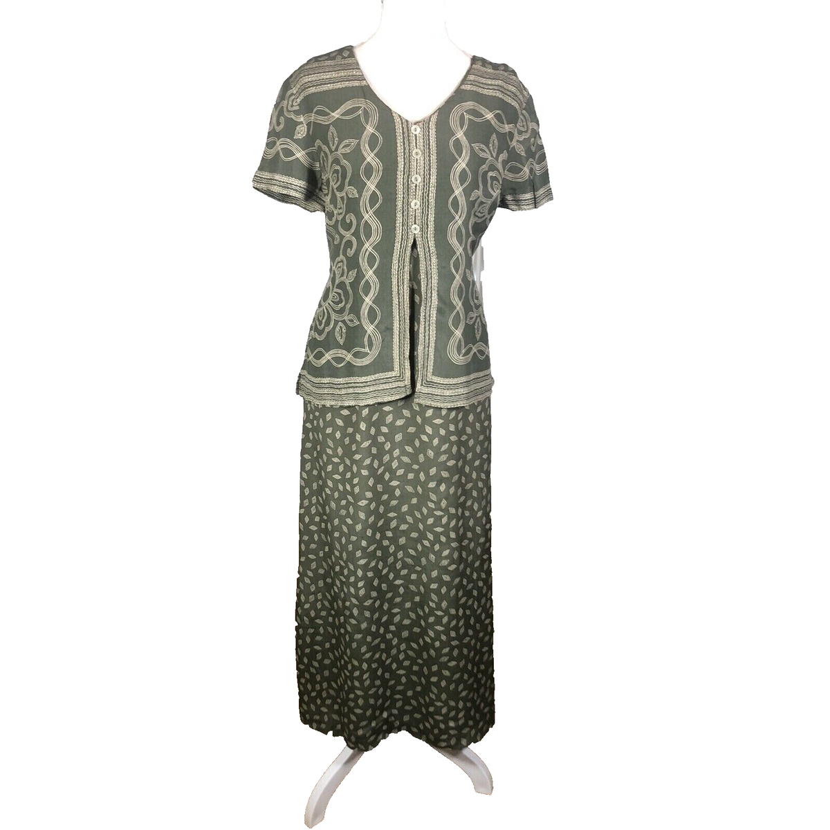 casual 90s dress Vintage Corner Womens 8 Olive Green Rayon Apron Midi fancy birthday outfit High Neck Sheath/Column Backless Color:Other color from chart