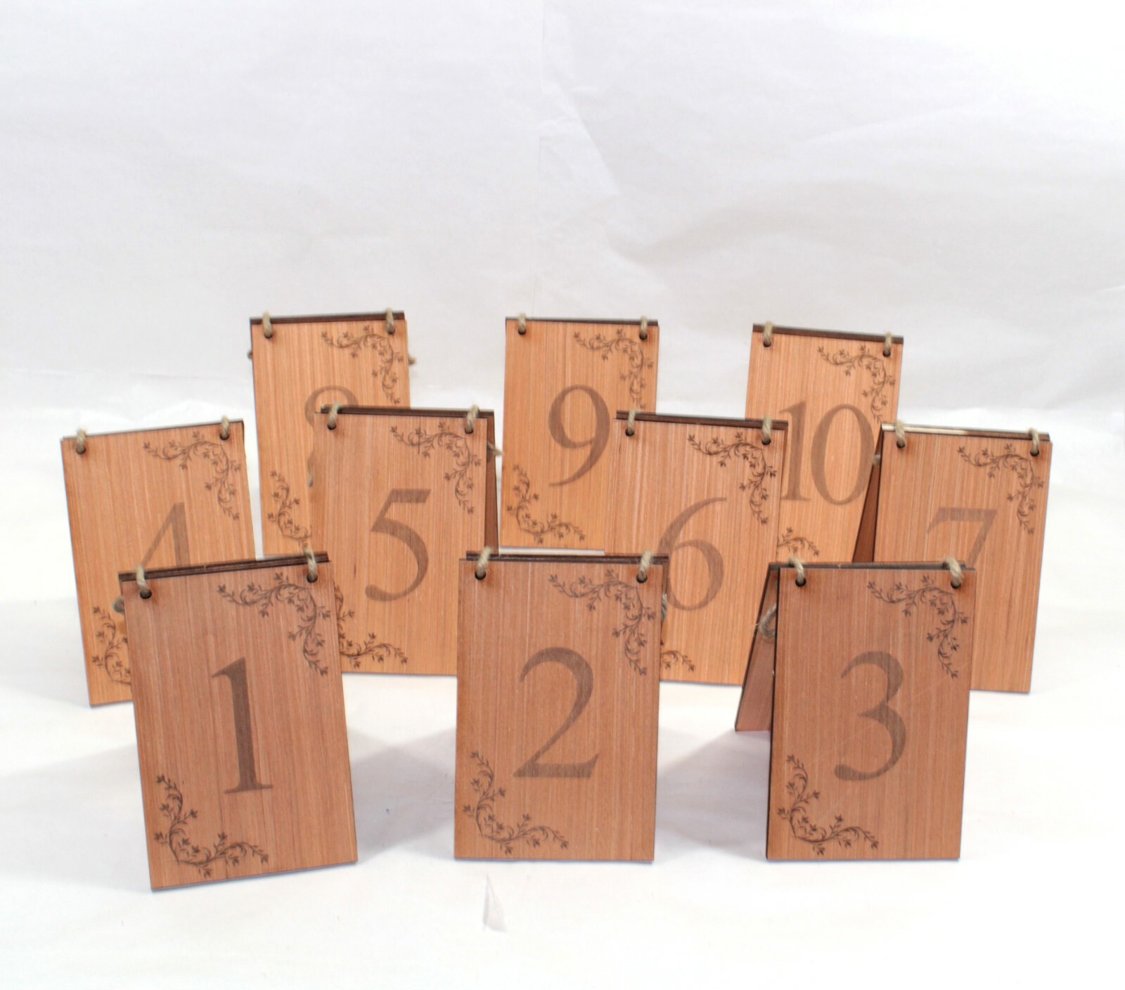 Wedding table numbers Plywood 5mm engraved 150mm x 100mm rustic x 10