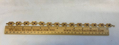 Collana antica piena d'oro girocollo pannello 13,25" pietra viola bigiotteria moda - Foto 9 di 18