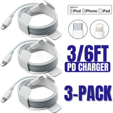3 Pack PD Fast Charger 3/6Ft USB-C to iPhone Cable Cord For iPhone 14/13/12/11/8