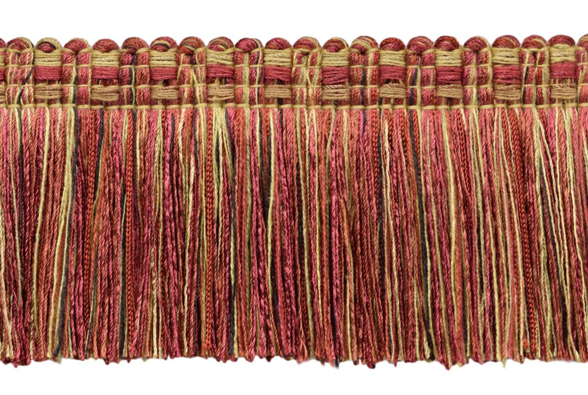5 Yard Value Pack/Cherry Red, Camel Beige, Clay/3"" Brush Fringe Trim/Cranberry T