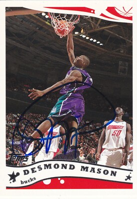 DESMOND MASON MILWAUKEE BUCKS SIGNED CARD KINGS HORNETS OKLAHOMA 