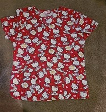 Scrub SCRUBS TOP Hello Kitty SIZE M Red Sanrio Brand Preowned