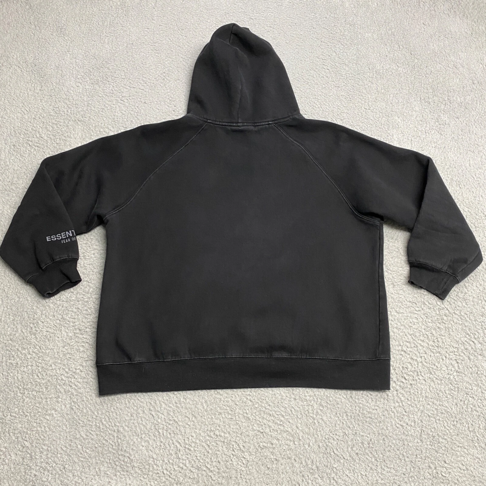 Felpa con cappuccio Fear Of God Essentials donna media nera oversize relax boxy con cappuccio FOG