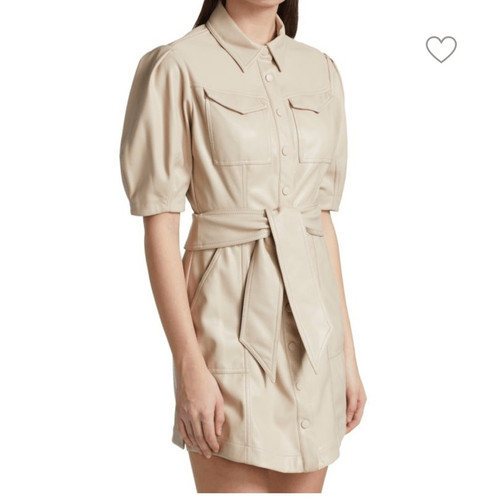 JONATHAN SIMKHAI Novah Vegan Leather Short Sleeve Mini Dress
