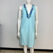 Vintage Emilio Pucci Formfit Rogers Womens M Blue Nylon Embroidered Nightie