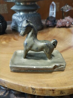 Antique 1920s metal horse sinking into mud figurine, ink blotter, or paperweight