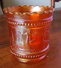 Northwood Dark  Marigold Carnival Glass  "Peacock at the Fountain" Spooner 1915c