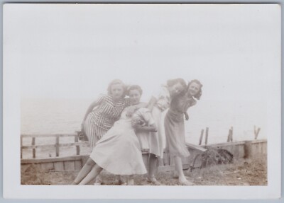 Ladies in Summer Dresses Horseplay at Stingray Point, Virginia c1940