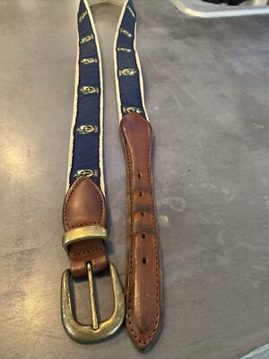 YRI St David's Golf Club Navy Logo Embroidered Golf Belt Leather