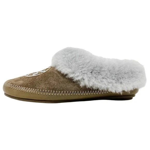 Tory Burch Coley Fur Lined Suede Logo Slippers Women s 5 eBay