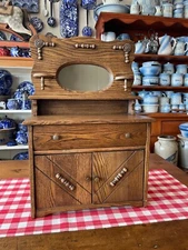 Antique Victorian Miniature Wood Mirrored Child's Dresser/Washstand (circa 1880)