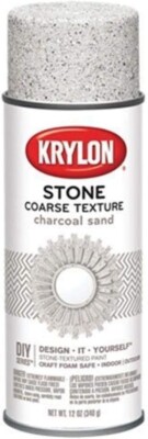 Krylon K18202 Coarse Stone Texture Finish Spray Paint, Charcoal Sand, 12 Ounce