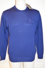 ROBERTO CAVALLI Man's LOGO Crew Neck WOOL Sweater Size Small NEW Retail 495