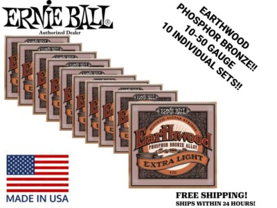 **10 SETS! ERNIE BALL EARTHWOOD PHOSPHOR BRONZE ACOUSTIC GUITAR STRINGS 2150**
