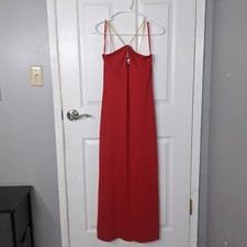 Y2K Victoria's Secret Rare Sexy Red Bodycon Keyhole Dress Gold Straps Size XS