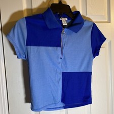 Rue 21 Women Medium Crop Top Shirt 1/4 Zip Collared Short Sleeve Summer Party