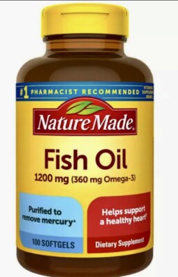 Nature Made Fish Oil 1200mg 360mg Omega-3 100 Softgels Ex 06/2027 FREE SHIPPING