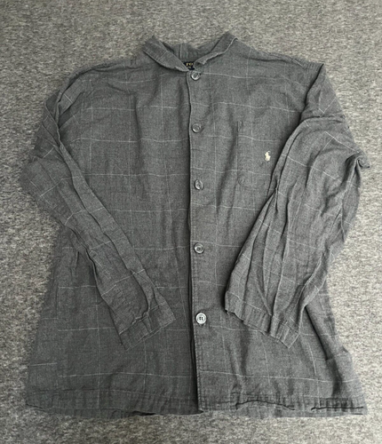 Polo Ralph Lauren Sleepwear Shirt Mens Large Gray Checked Cotton Soft Fuzzy - 第 1/11 張圖片